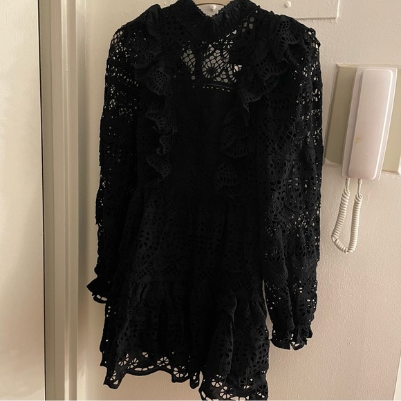 NWT Sea New York Patrizia Lace Open Back Mini Dress in Black Size 2 - Picture 9 of 9